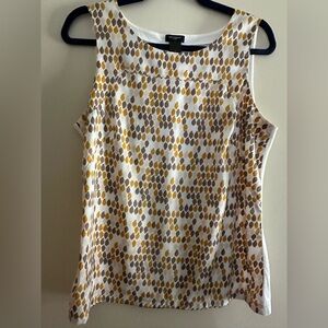 Ann Taylor Cream, Mustard and Taupe Mixed Media Tank Top Size M